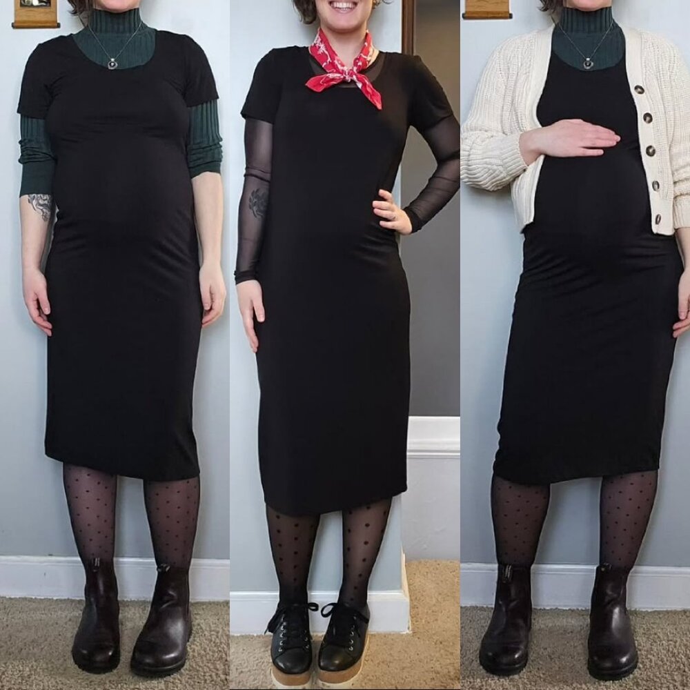 STORQ Black Midi Maternity T-Shirt Dress | Size 2 (Small)